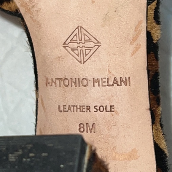 Antonio Melani animal print calf hair pointed toe block heel ankle strap shoes 8 - Picture 10 of 10